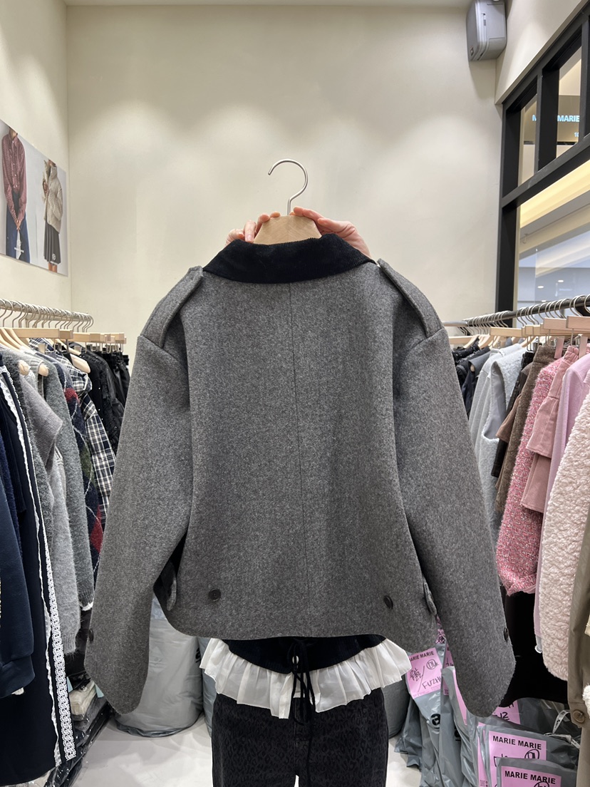 MARIE MARIE韓國直郵㊣女士新款休閑熱賣25秋冬時尚夾克羊毛MARIE MARIE夾克