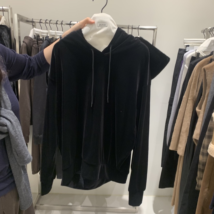 JANIE/NIA韓國直郵㊣女士新品時尚真品推薦衛衣天鵝絨兜帽JANIE/NIA衛衣圖色1