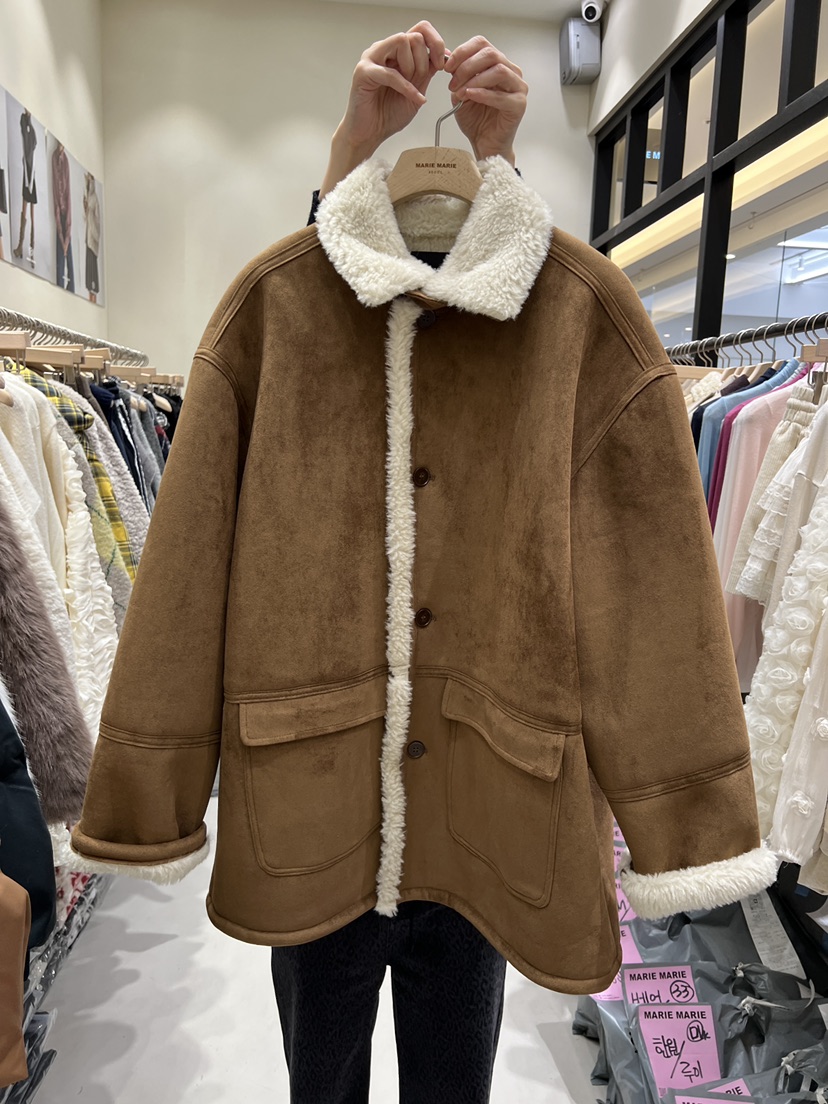 MARIE MARIE韓國直郵㊣女士新品真品休閑時尚短款大衣羊毛MARIE MARIE短款大衣圖色1