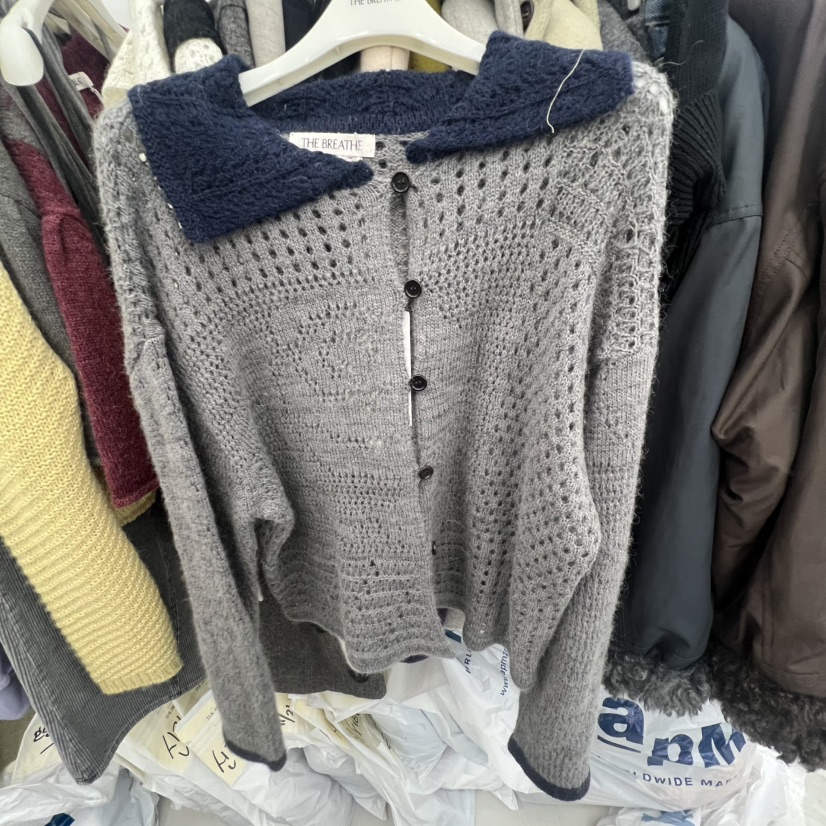 BREATHE東大門㊣代購女士新款時尚針織衫鉤針編織含圍巾復古BREATHE針織衫圖色2