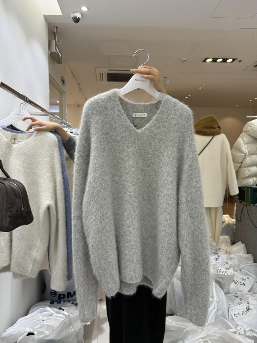 WOOD SAGE東大門㊣代購女士新款真品人氣職業休閑針織衫V領WOOD SAGE針織衫圖色1