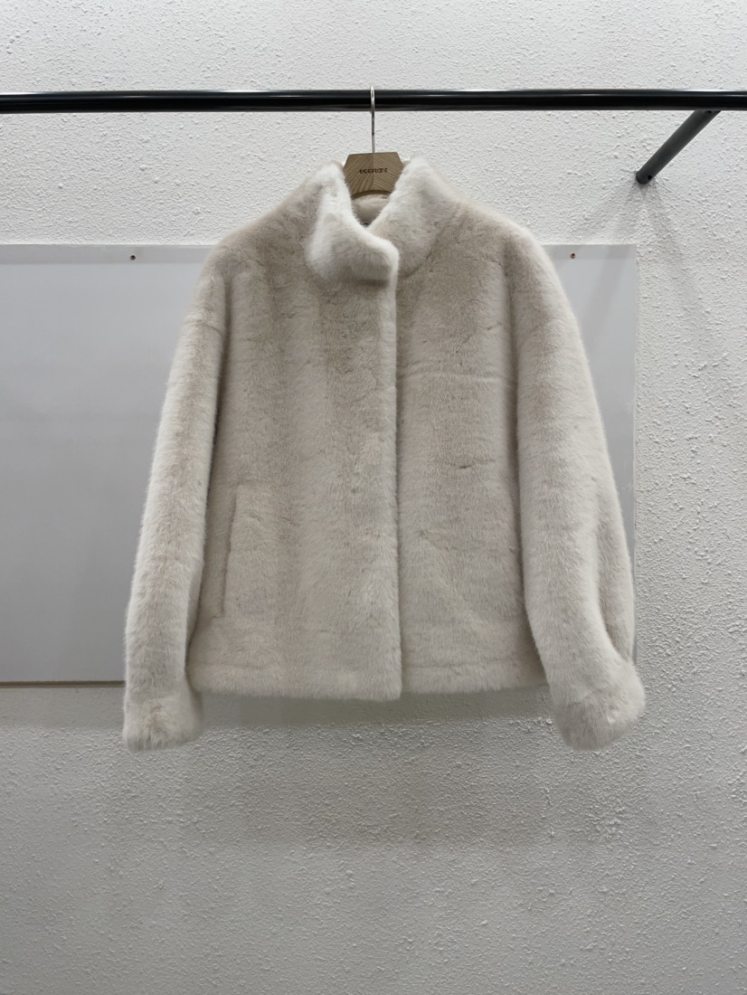 EGGPLANT東大門㊣直郵女士新款職業真品人氣推薦短款大衣貂皮EGGPLANT短款大衣圖色1