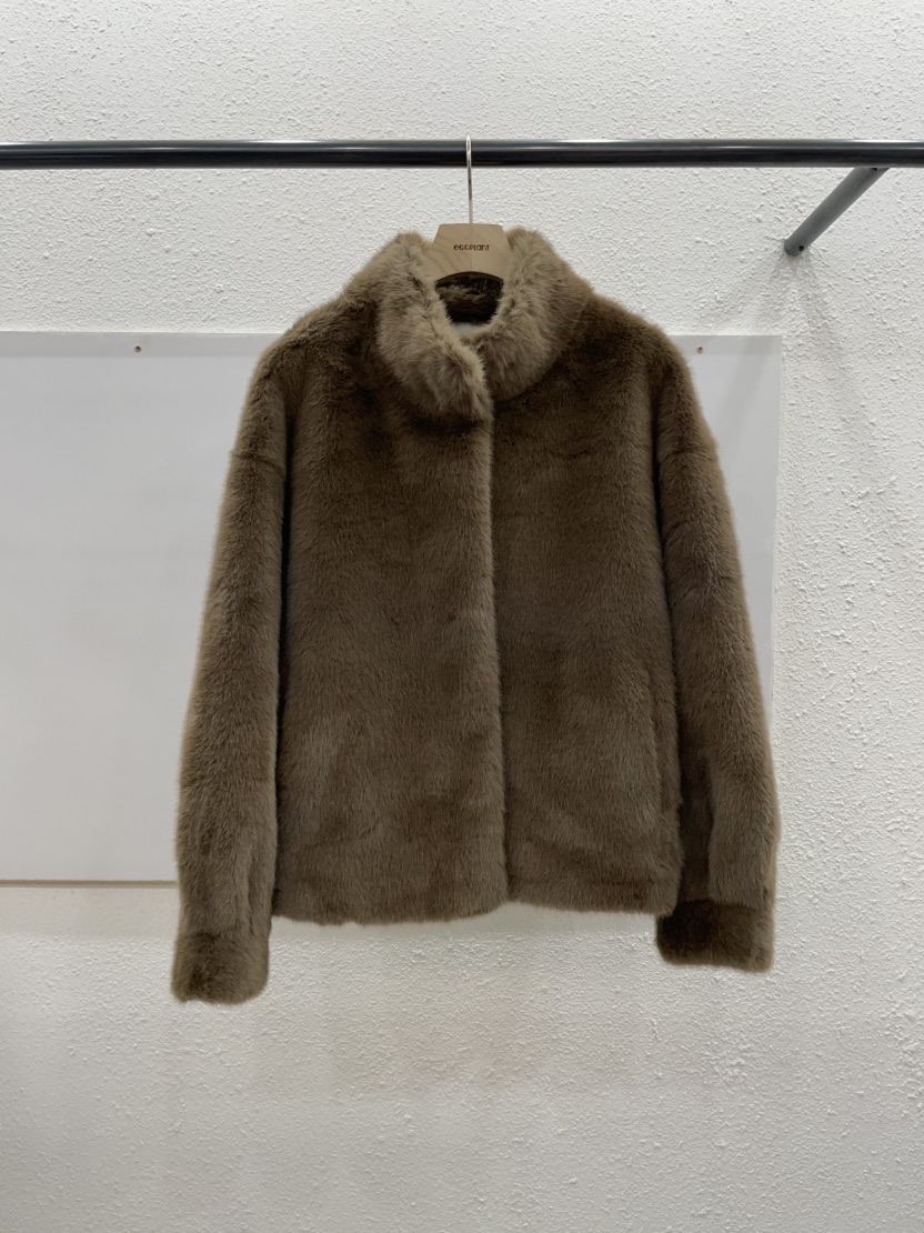 EGGPLANT東大門㊣直郵女士新款職業真品人氣推薦短款大衣貂皮EGGPLANT短款大衣圖色2