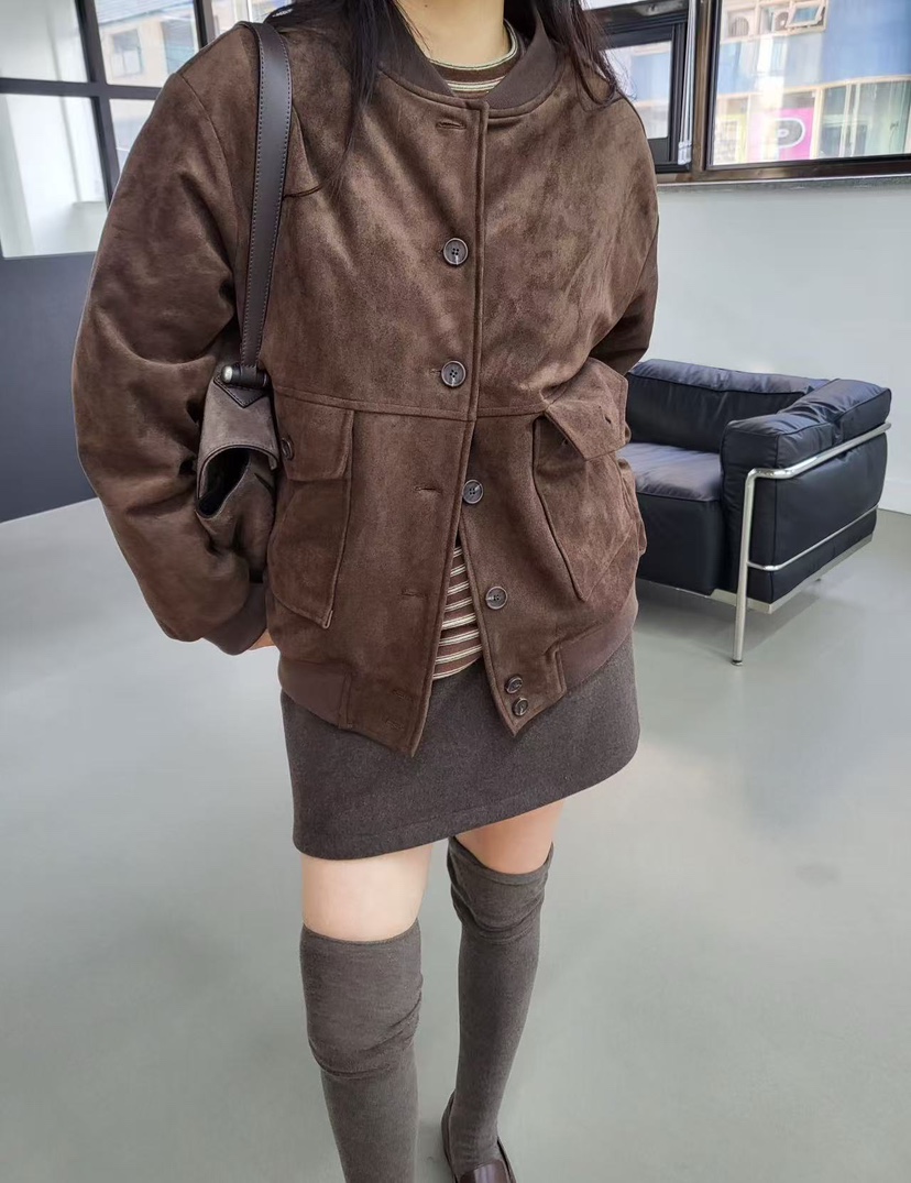 J CRANE-A韓國直郵㊣女士新品熱賣休閑25秋冬職業夾克麂皮J CRANE夾克