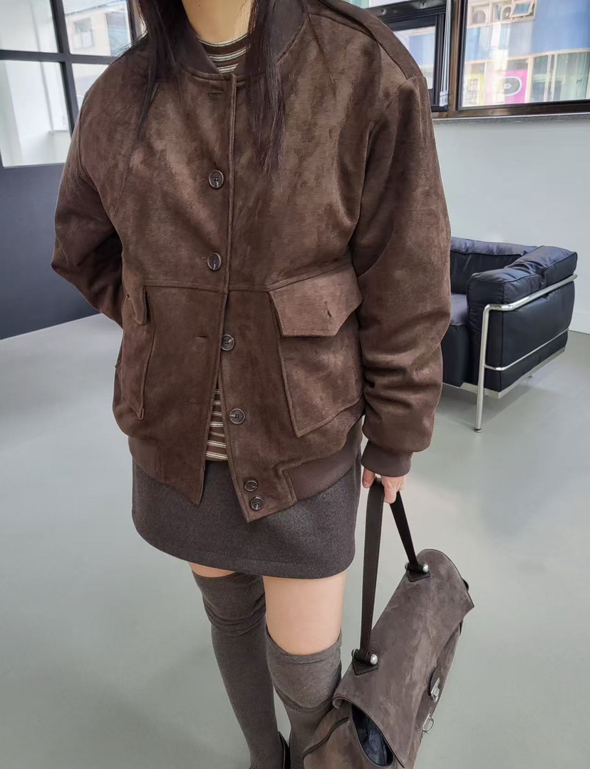 J CRANE-A韓國直郵㊣女士新品熱賣休閑25秋冬職業夾克麂皮J CRANE夾克