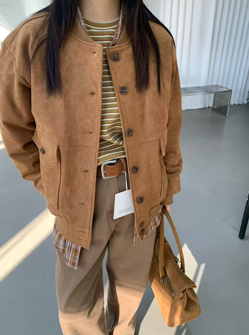 J CRANE-A韓國直郵㊣女士新品熱賣休閑25秋冬職業夾克麂皮J CRANE夾克