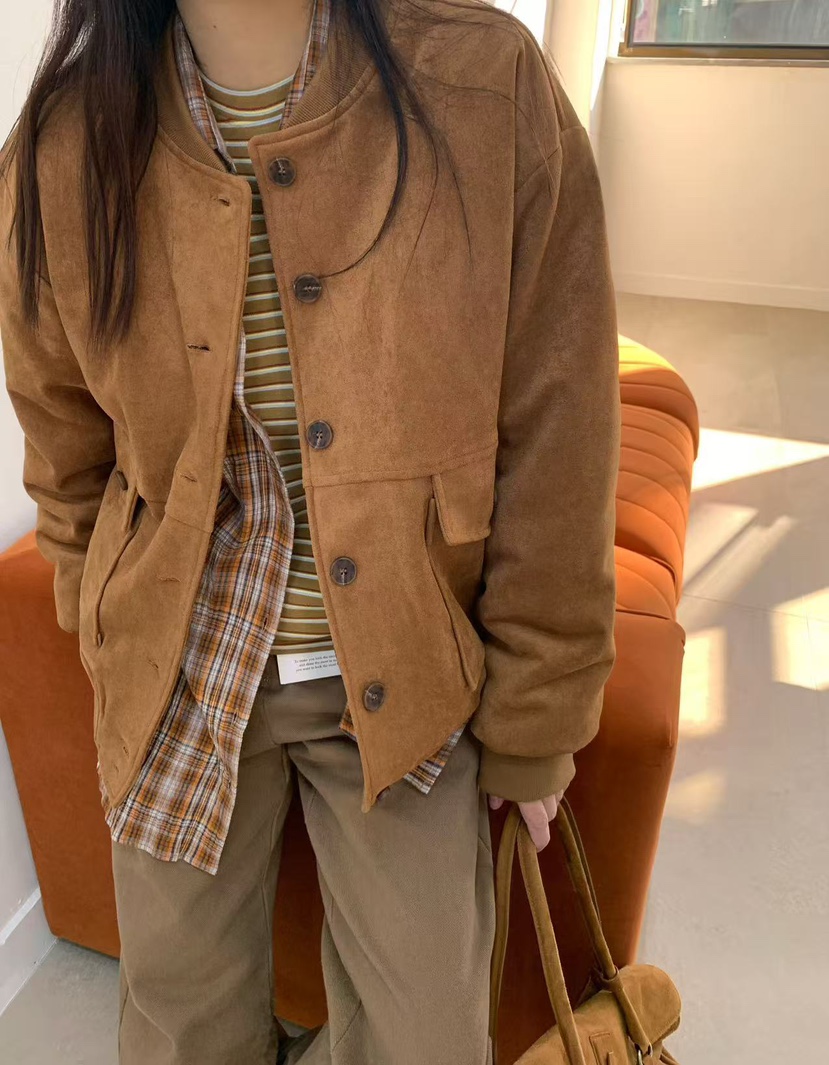 J CRANE-A韓國直郵㊣女士新品熱賣休閑25秋冬職業夾克麂皮J CRANE夾克