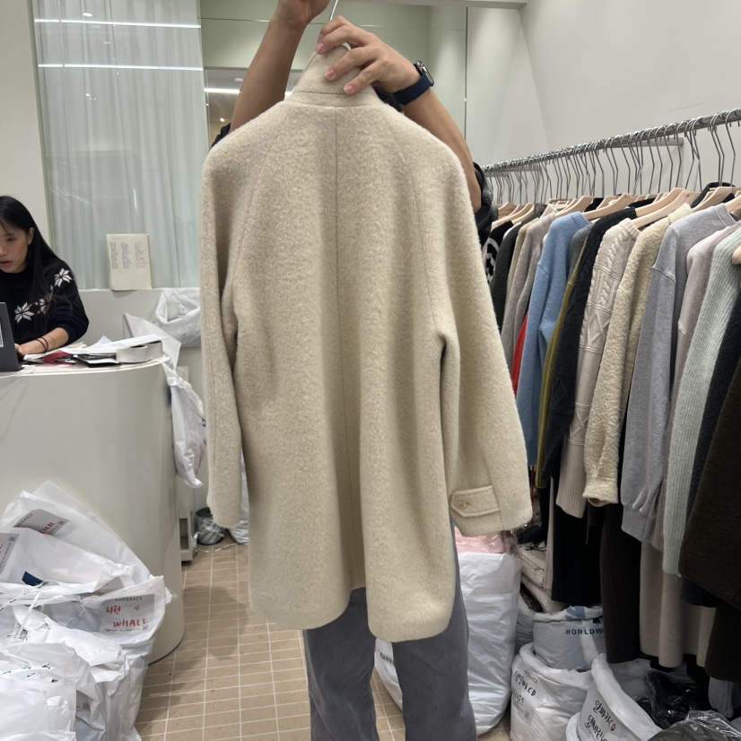 AMY GRACE東大門㊣代購女裝新款25秋冬時尚中長款大衣高領AMY GRACE中長款大衣