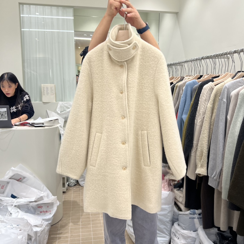 AMY GRACE東大門㊣代購女裝新款25秋冬時尚中長款大衣高領AMY GRACE中長款大衣圖色2