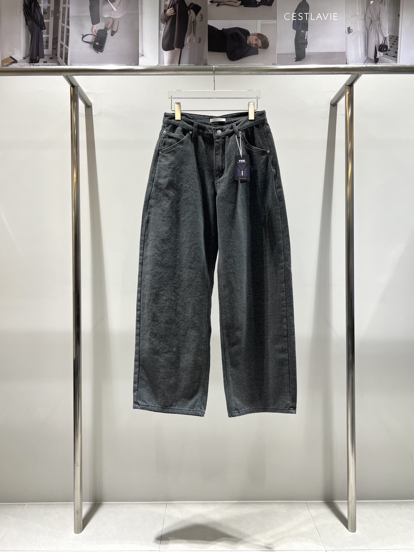 CESTLAVIE東大門㊣實拍女士新款推薦人氣時尚25秋冬牛仔褲加絨CESTLAVIE牛仔褲圖色1