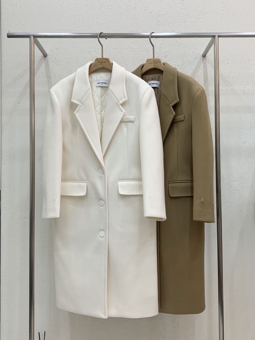 LIGHT AND SALT東大門㊣直郵女士新款休閑中長款大衣超長夾棉LIGHT AND SALT中長款大衣