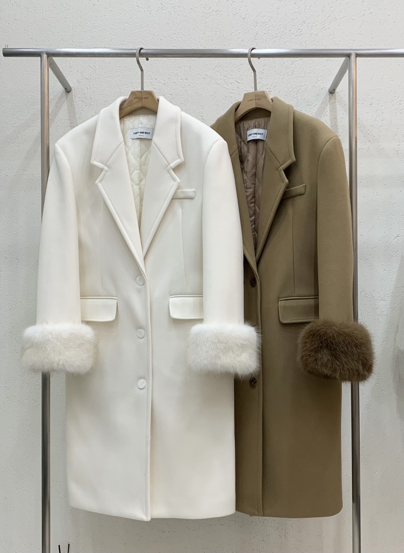 LIGHT AND SALT東大門㊣直郵女士新款休閑中長款大衣超長夾棉LIGHT AND SALT中長款大衣