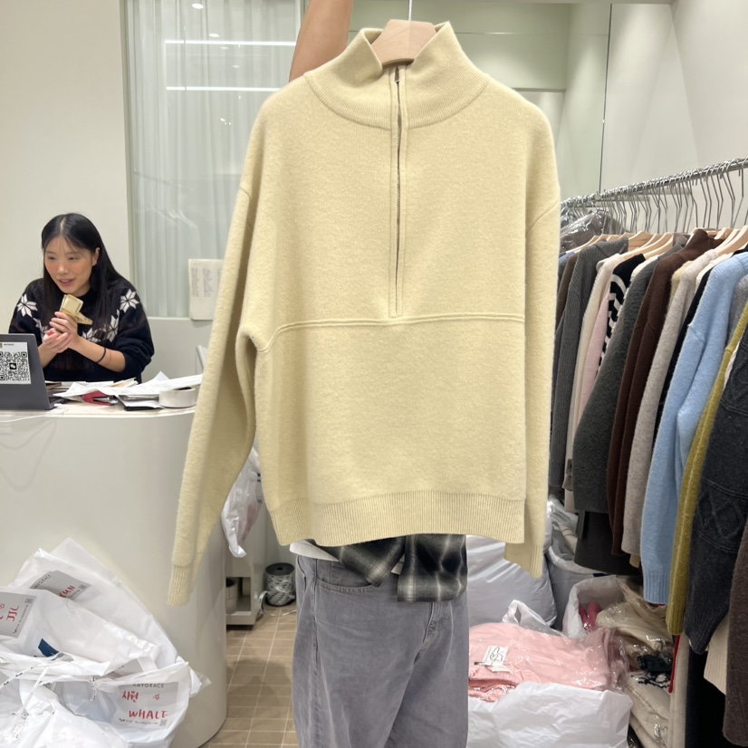 AMY GRACE韓國直郵㊣女裝新款時尚休閑人氣真品針織衫拉鏈AMY GRACE針織衫圖色2