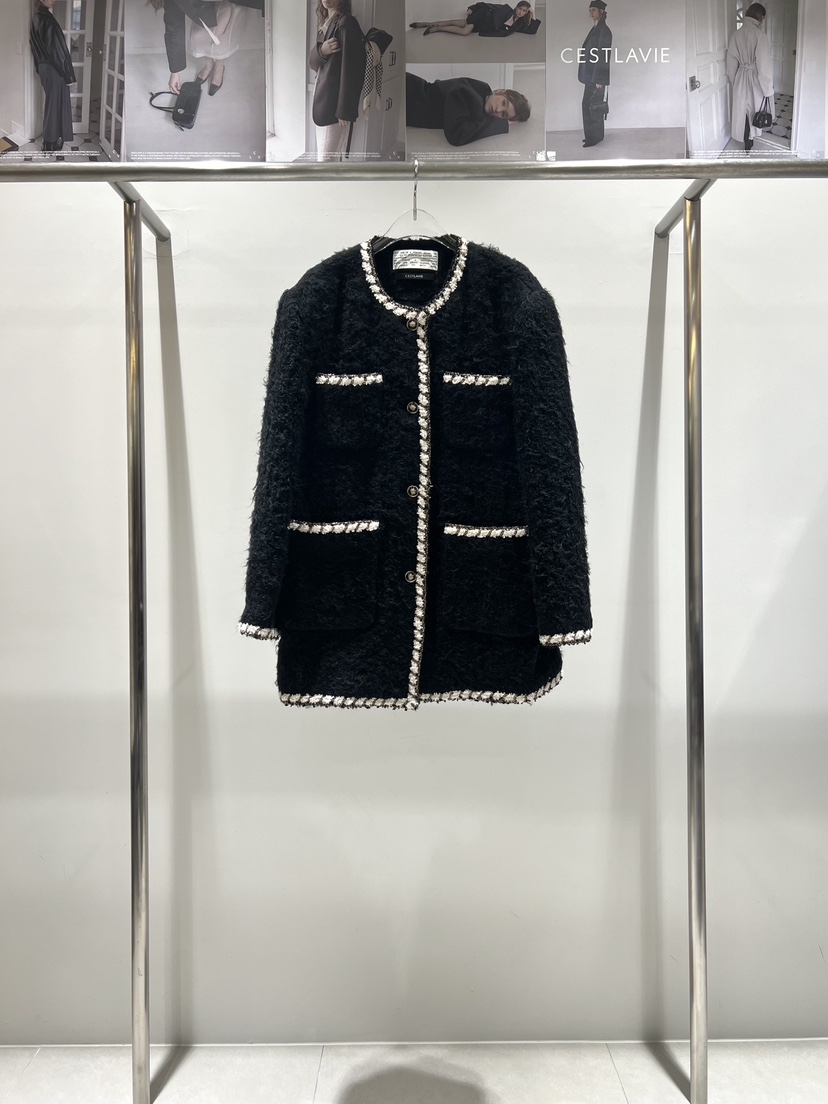 CESTLAVIE東大門㊣實拍女士新款推薦時尚25秋冬休閑夾克馬海毛CESTLAVIE夾克圖色2