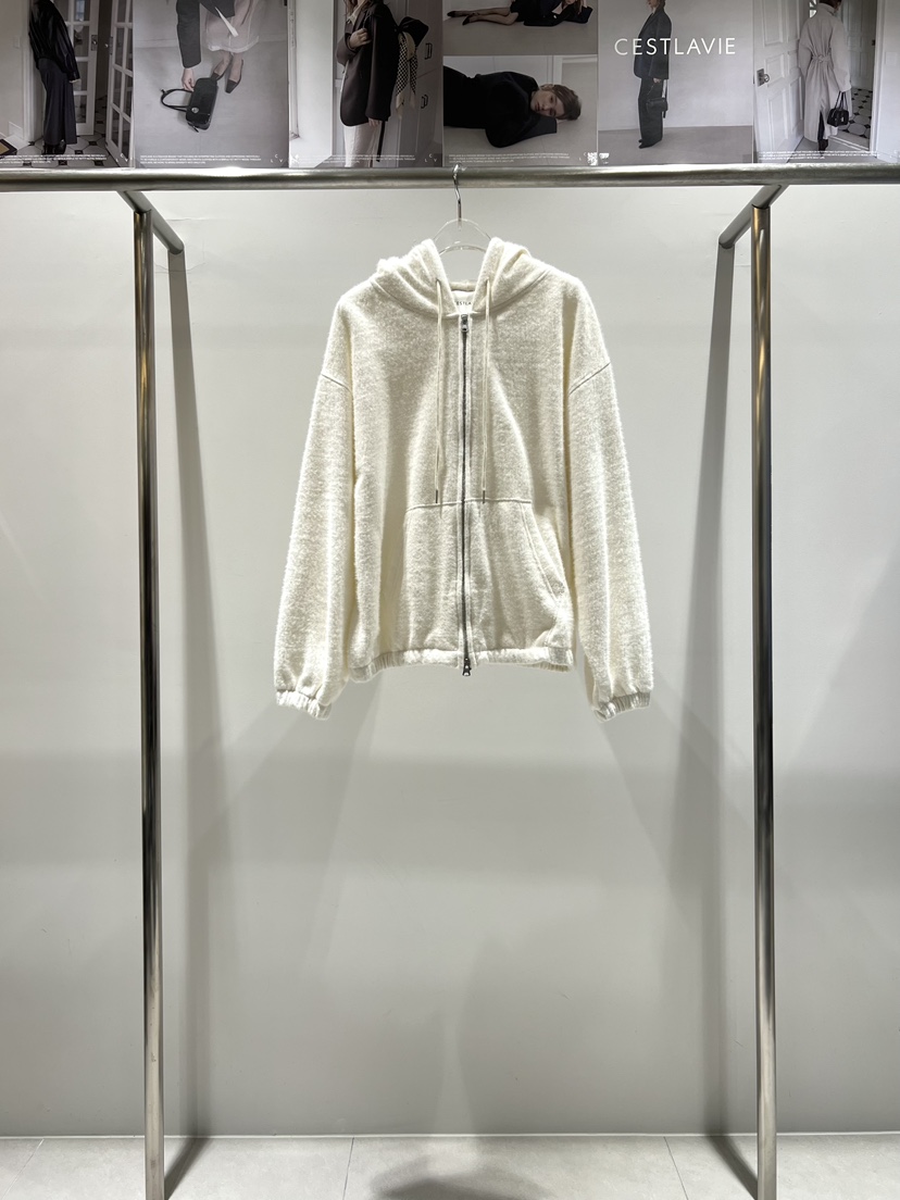 CESTLAVIE東大門㊣代購女裝新品25秋冬人氣夾克連帽拉鏈衫羊毛CESTLAVIE夾克圖色1
