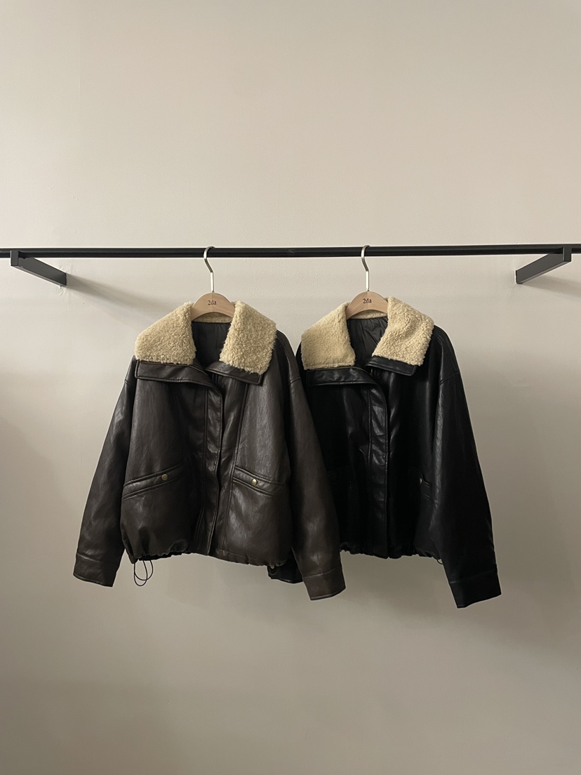 2DA/DARIMI-P韓國代購㊣女裝新品熱賣時尚真品人氣25秋冬皮衣2DA/DARIMI-P皮衣