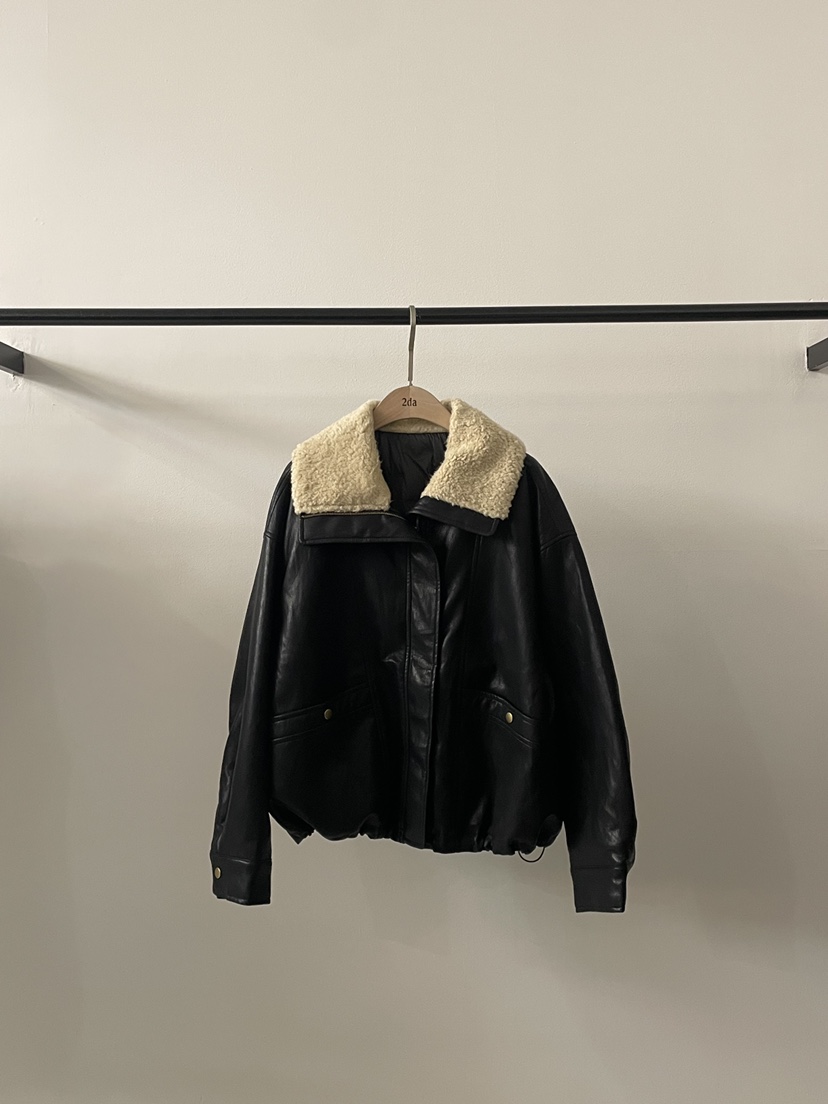 2DA/DARIMI-P韓國代購㊣女裝新品熱賣時尚真品人氣25秋冬皮衣2DA/DARIMI-P皮衣圖色1黑色