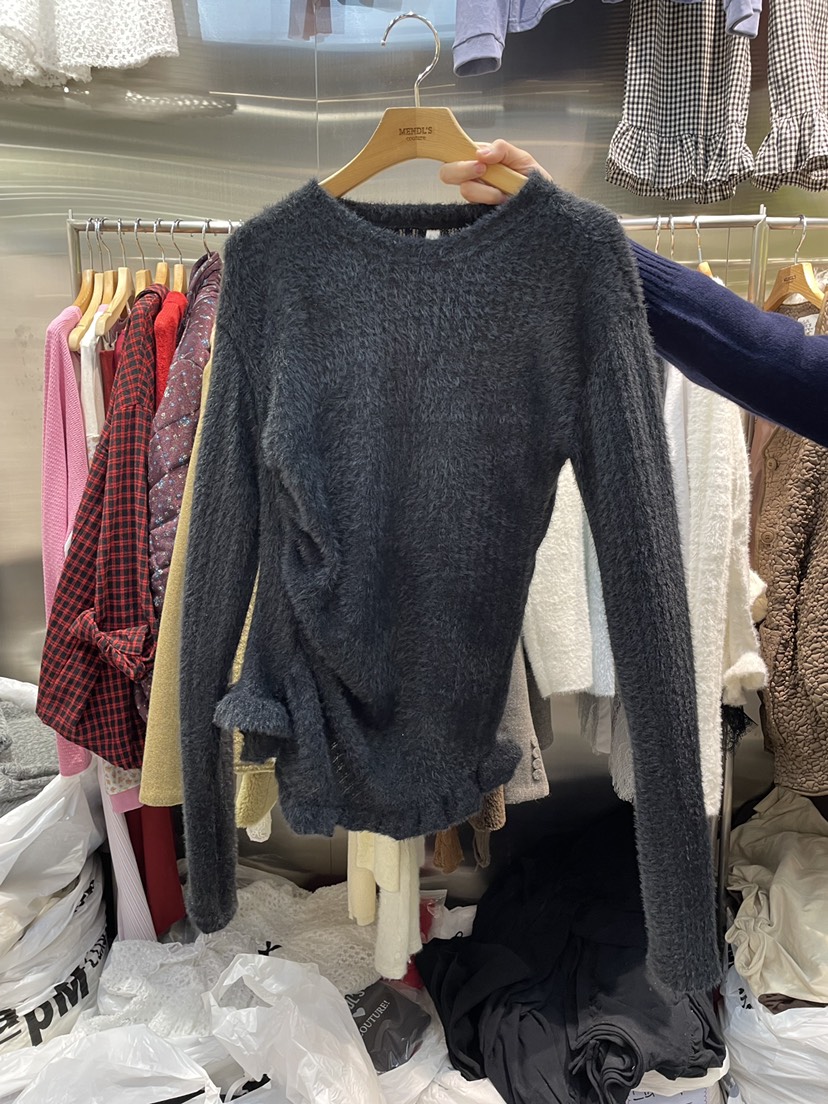 MENDL S韓國代購㊣女裝新品休閑職業熱賣真品人氣針織衫褶皺MENDL S針織衫圖色2