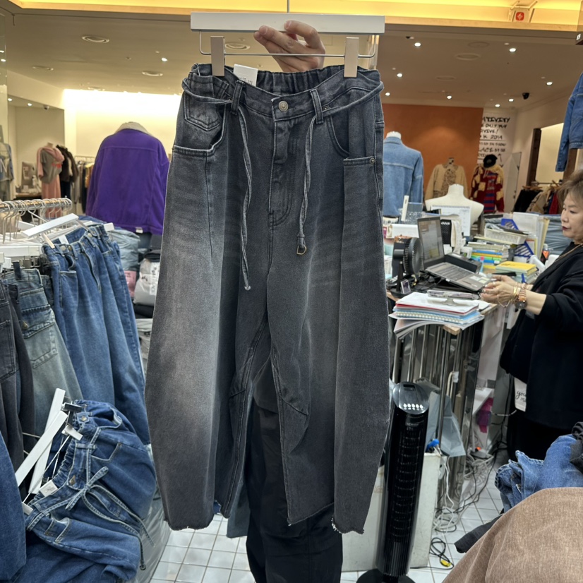 ITZEL東大門㊣代購女士新款休閑熱賣人氣推薦25秋冬牛仔褲含腰繩ITZEL牛仔褲圖色2