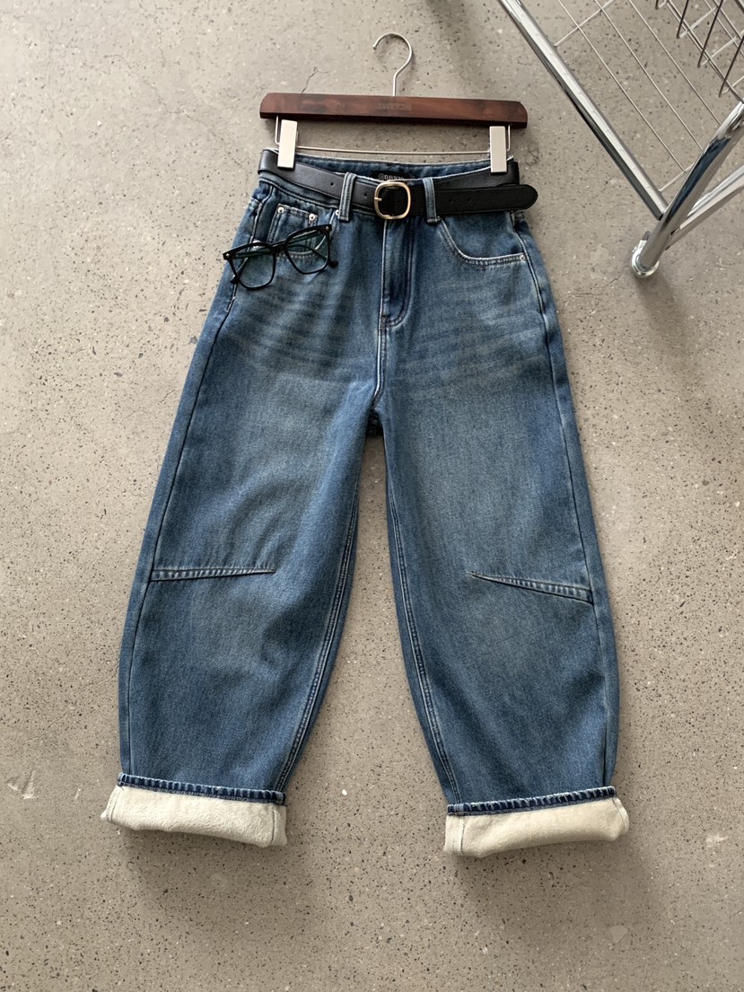 DAVICHI東大門㊣直郵女裝新款人氣真品牛仔褲含隨機腰帶羊毛DAVICHI牛仔褲