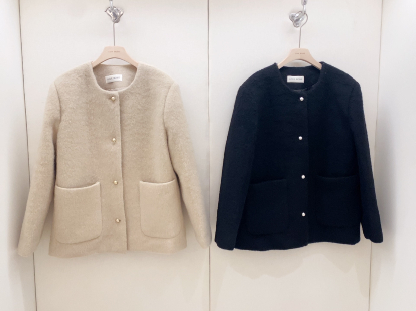 LOVE ROSIE韓國代購㊣女裝新品真品職業推薦時尚夾克羊毛圓領LOVE ROSIE夾克