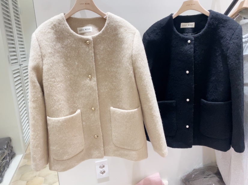 LOVE ROSIE韓國代購㊣女裝新品真品職業推薦時尚夾克羊毛圓領LOVE ROSIE夾克