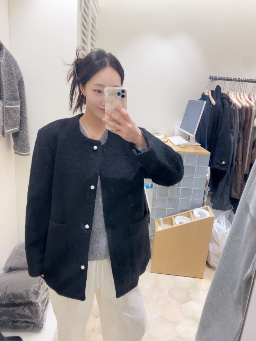 LOVE ROSIE韓國代購㊣女裝新品真品職業推薦時尚夾克羊毛圓領LOVE ROSIE夾克