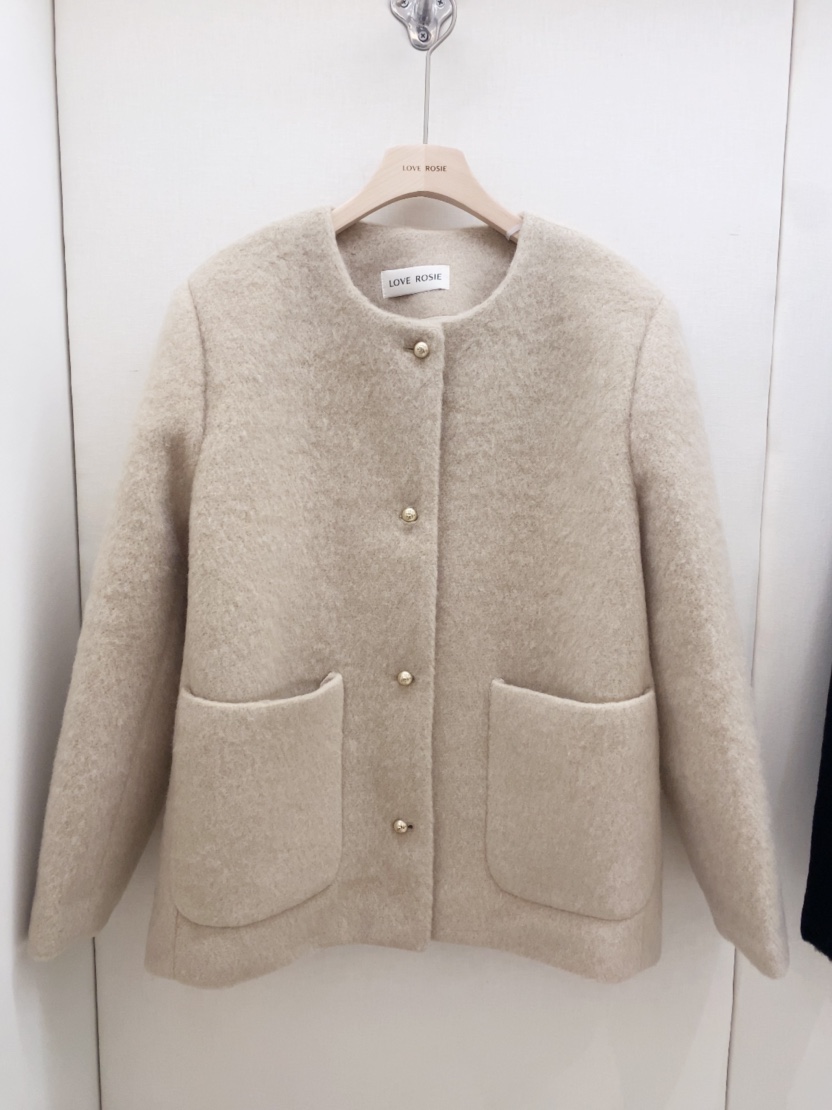 LOVE ROSIE韓國代購㊣女裝新品真品職業推薦時尚夾克羊毛圓領LOVE ROSIE夾克圖色1