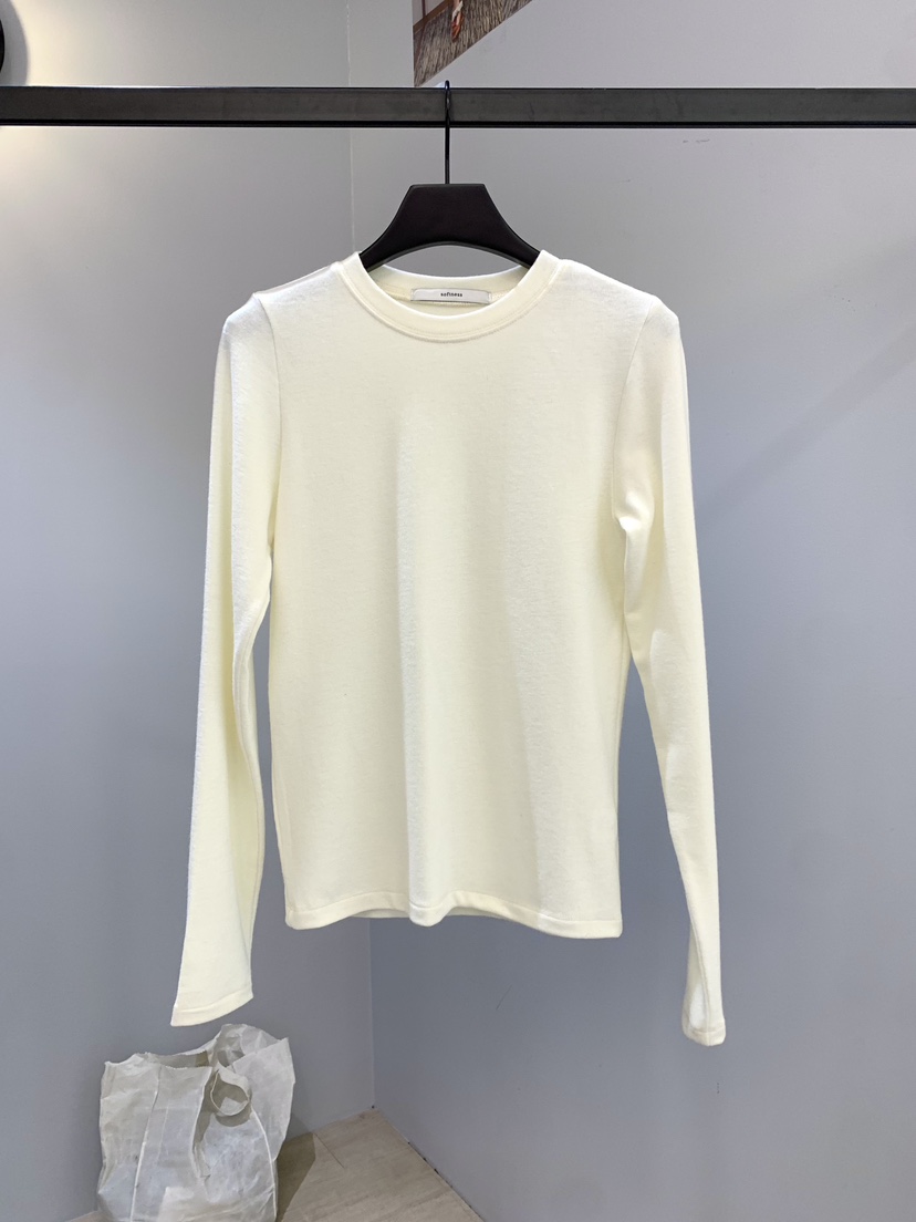 SOFTNESS東大門㊣直郵女士新款熱賣真品長袖T恤安哥拉羊毛保暖Softness/Cosmic長袖T恤圖色1白色