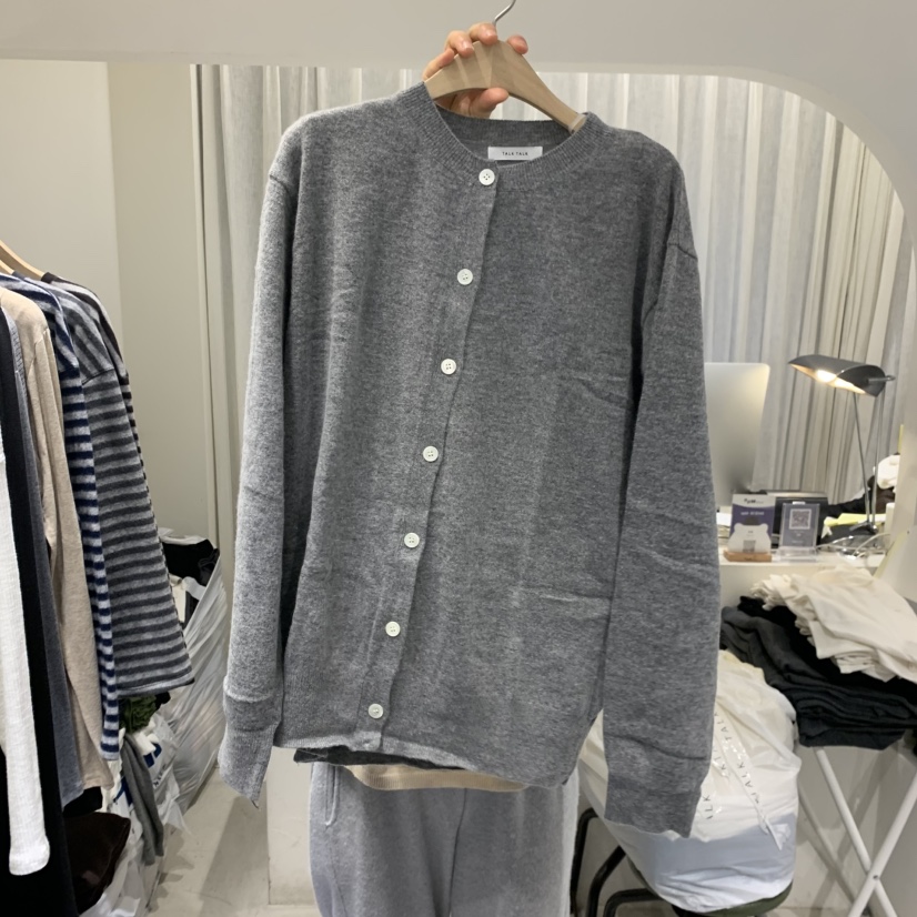 TALK TALK韓國直郵㊣女士新品職業25秋冬休閑針織衫開衫紐扣TALK TALK針織衫圖色2