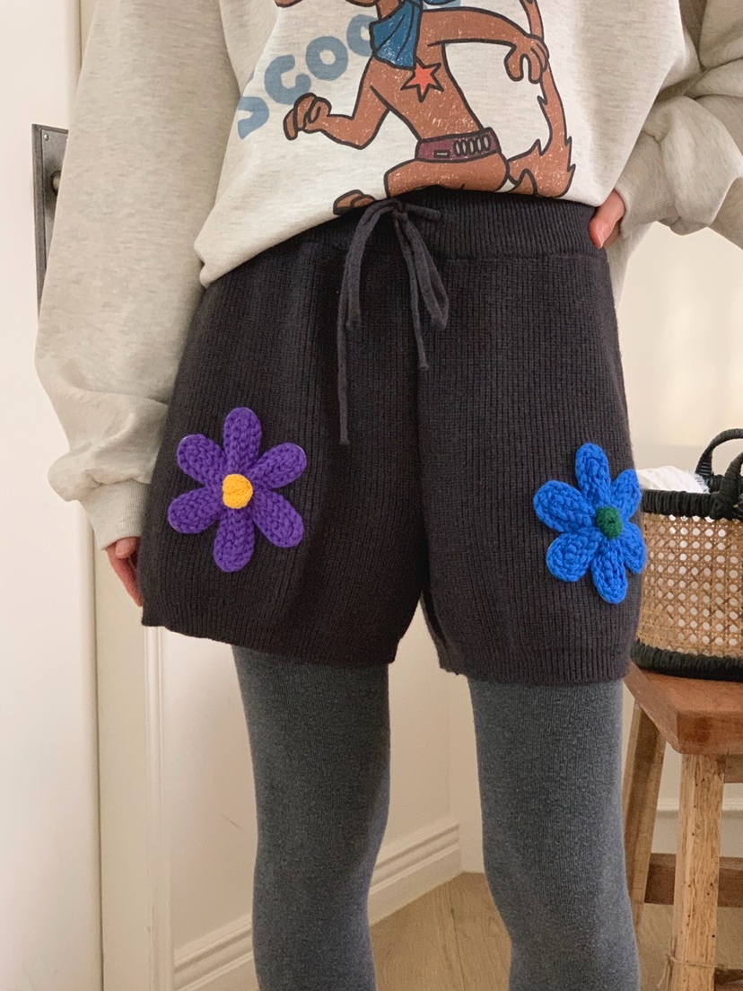 TOLL韓國直郵㊣女士新品熱賣休閑真品人氣25秋冬職業短褲花朵TOLL短褲