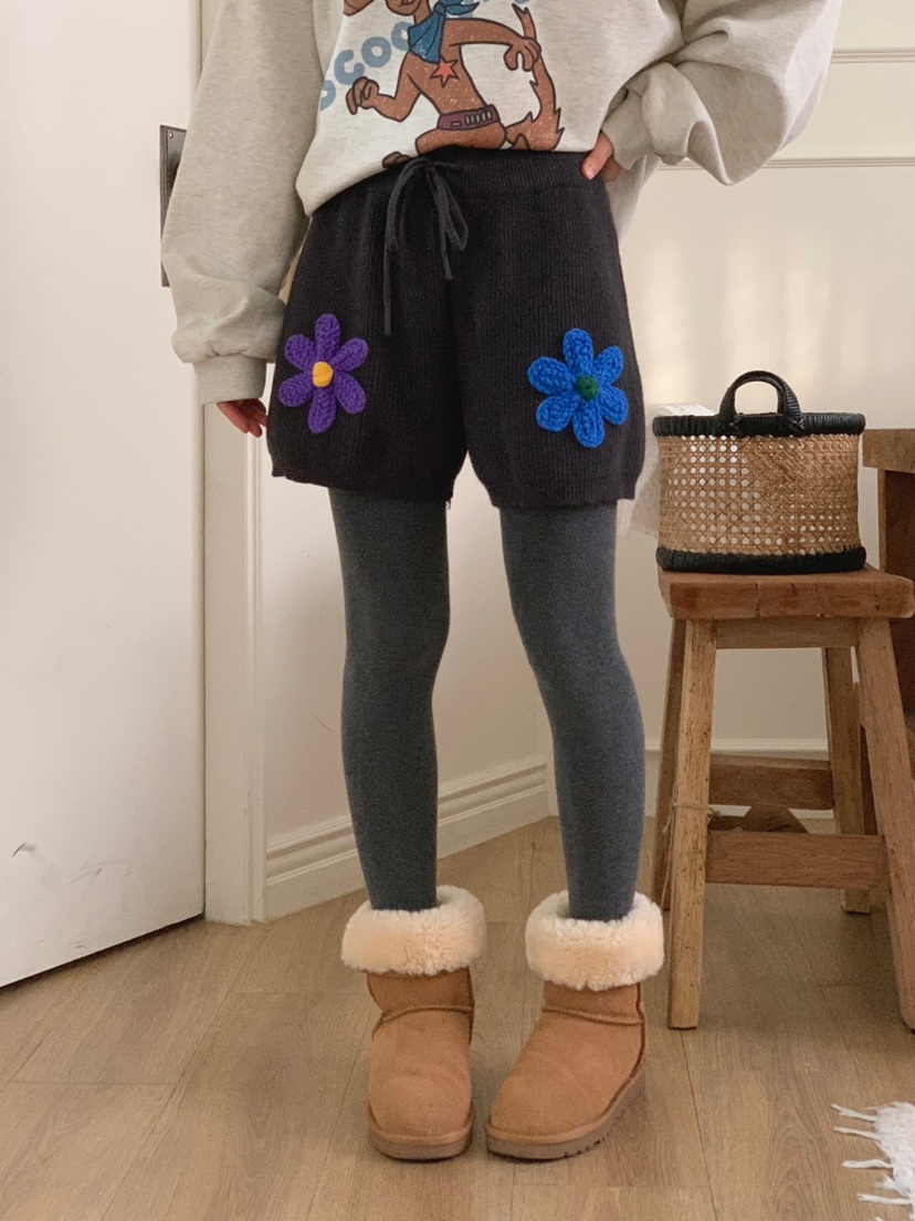 TOLL韓國直郵㊣女士新品熱賣休閑真品人氣25秋冬職業短褲花朵TOLL短褲