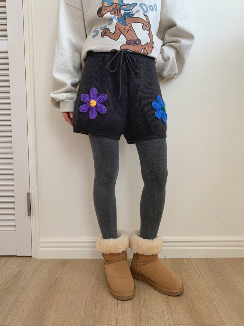 TOLL韓國直郵㊣女士新品熱賣休閑真品人氣25秋冬職業短褲花朵TOLL短褲