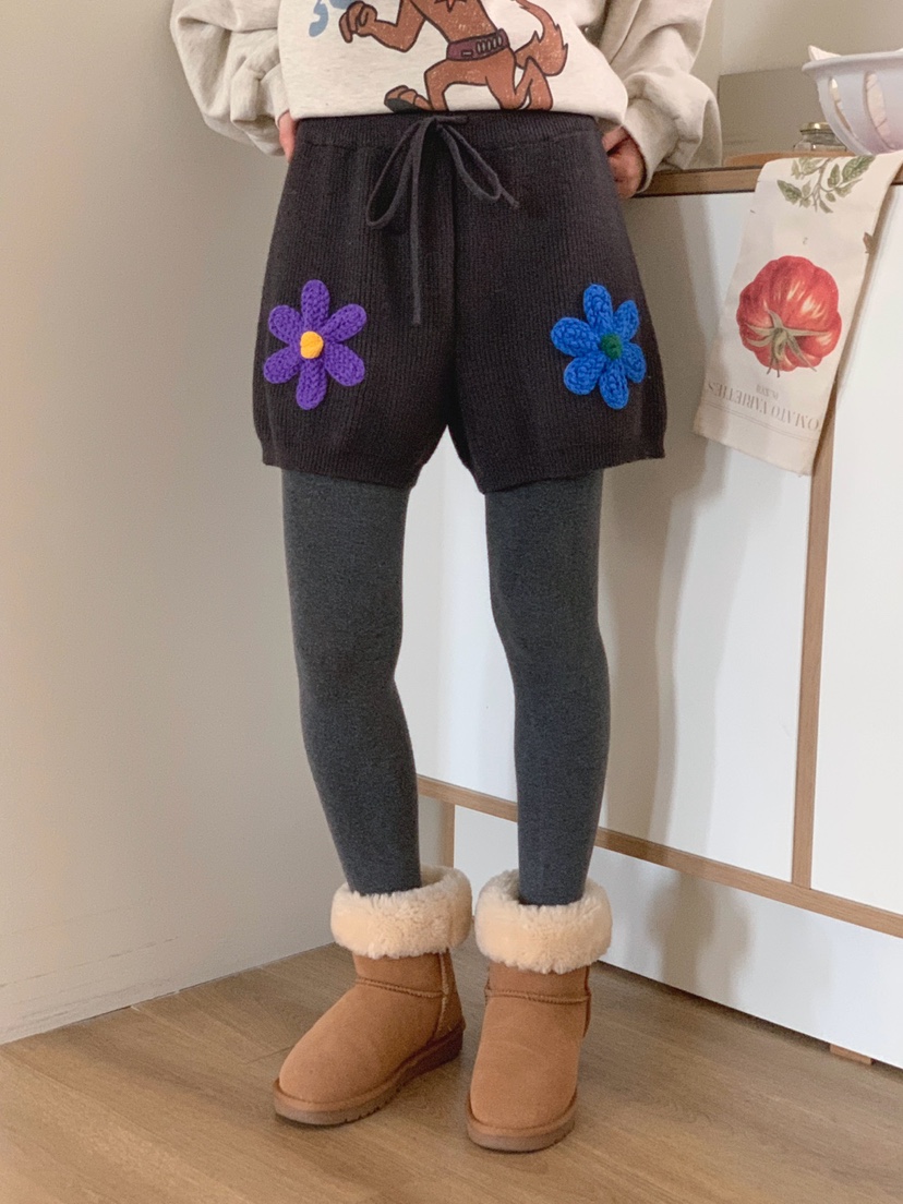 TOLL韓國直郵㊣女士新品熱賣休閑真品人氣25秋冬職業短褲花朵TOLL短褲