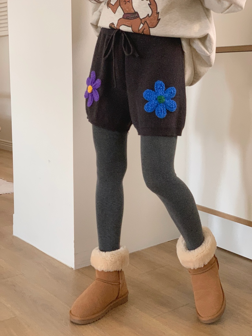 TOLL韓國直郵㊣女士新品熱賣休閑真品人氣25秋冬職業短褲花朵TOLL短褲