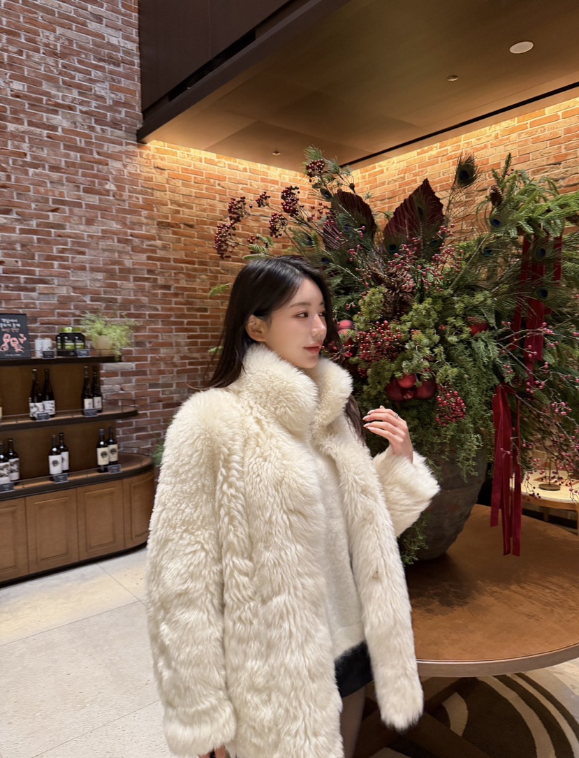 LAVIEU韓國直郵㊣女裝新品休閑真品25秋冬人氣短款大衣羊毛LAVIEU短款大衣