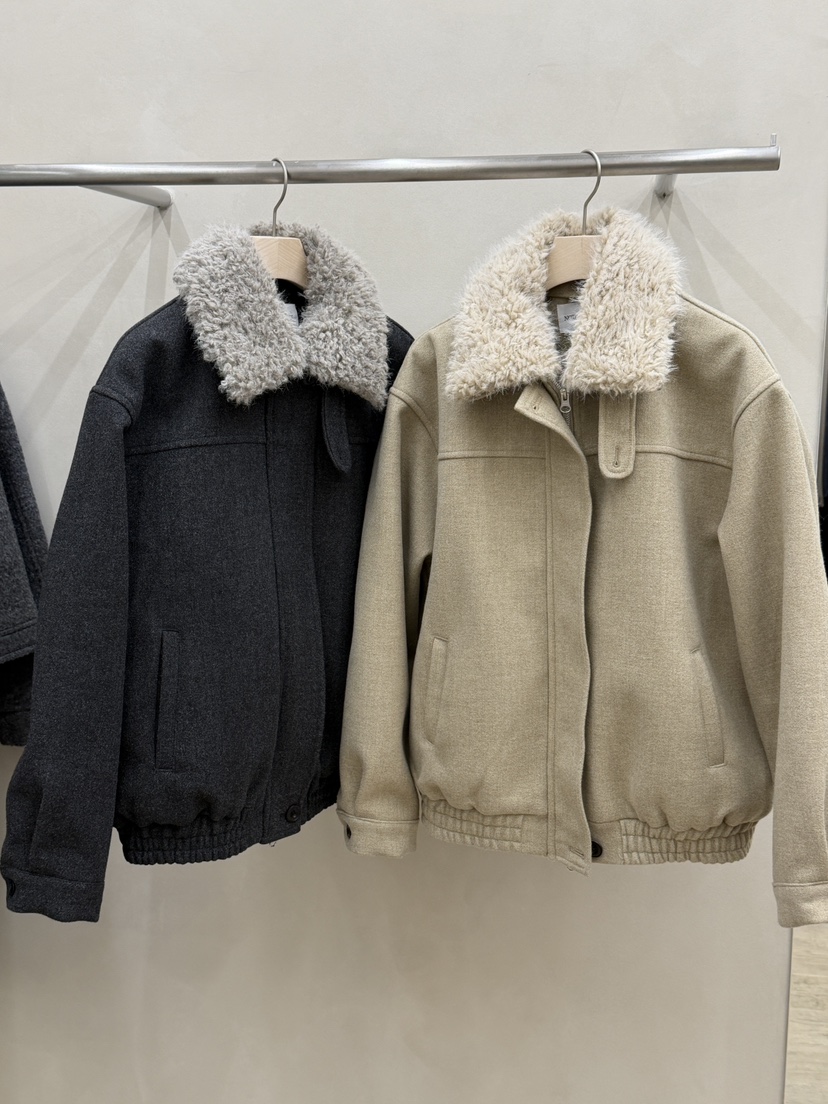 NOTHING韓國直郵㊣女裝新款休閑職業夾克毛領可拆可拆卸羊毛NOTHING夾克