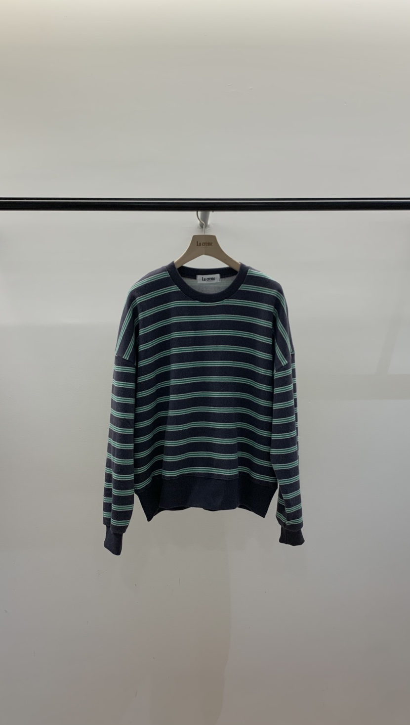 LA CREME東大門㊣代購女士新款25秋冬時尚推薦衛衣加絨條紋LA CREME衛衣圖色2