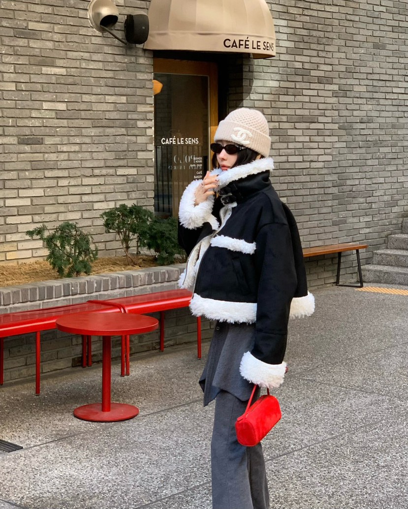 REVE CITE-L韓國直郵㊣女裝新品人氣熱賣職業夾克毛絨羊毛REVE CITE夾克