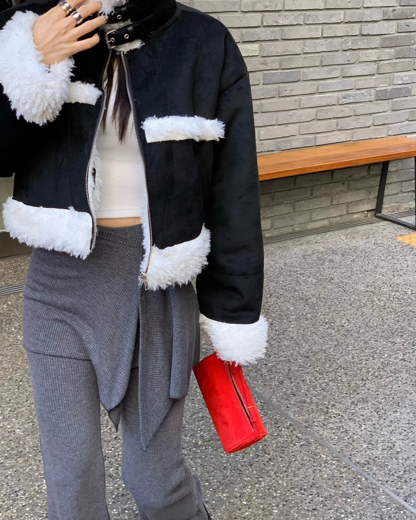 REVE CITE-L韓國直郵㊣女裝新品人氣熱賣職業夾克毛絨羊毛REVE CITE夾克