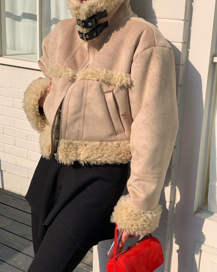 REVE CITE-L韓國直郵㊣女裝新品人氣熱賣職業夾克毛絨羊毛REVE CITE夾克