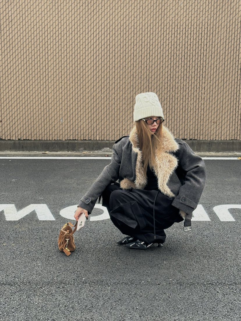 ZEROZERO東大門㊣代購女士新品推薦休閑時尚夾克人字紋皮草ZEROZERO夾克