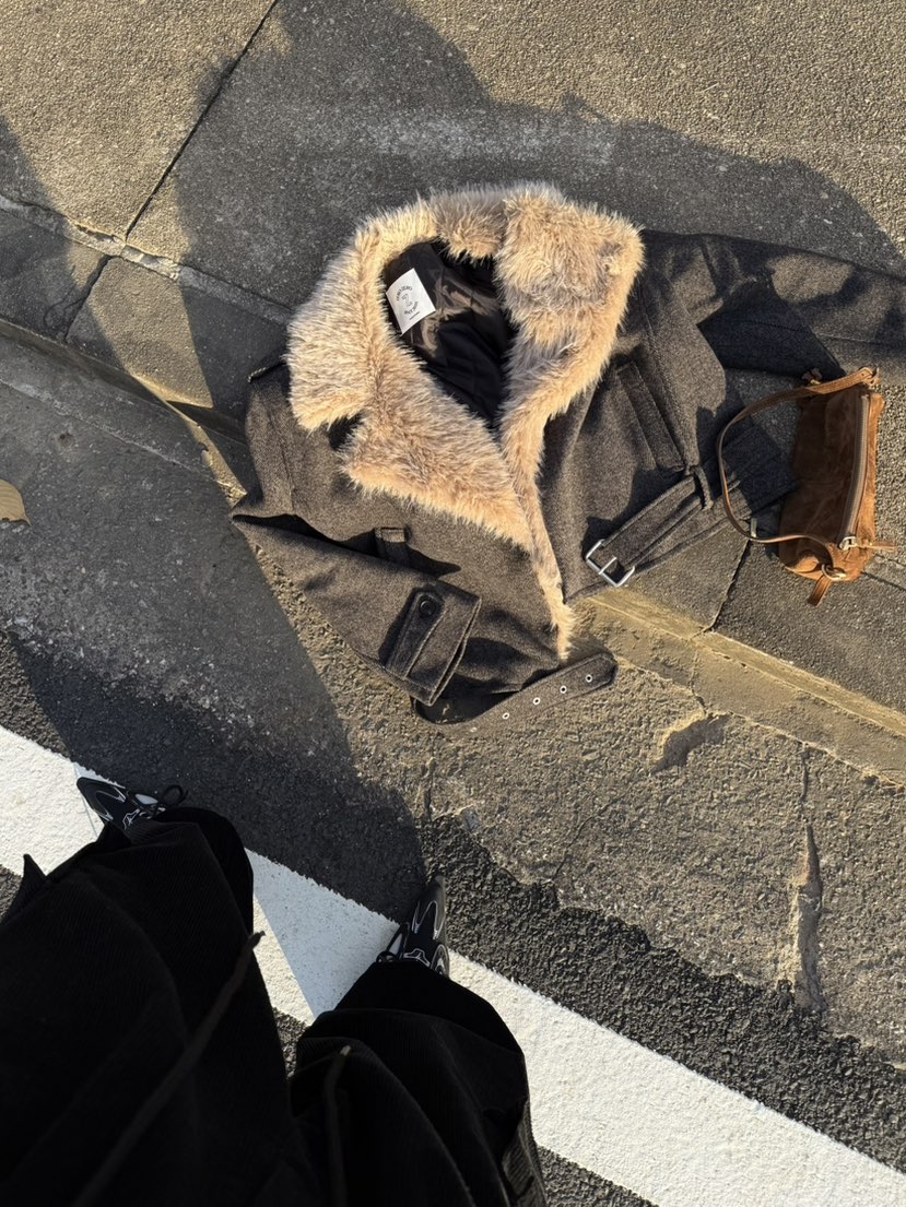 ZEROZERO東大門㊣代購女士新品推薦休閑時尚夾克人字紋皮草ZEROZERO夾克