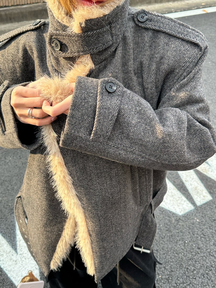 ZEROZERO東大門㊣代購女士新品推薦休閑時尚夾克人字紋皮草ZEROZERO夾克