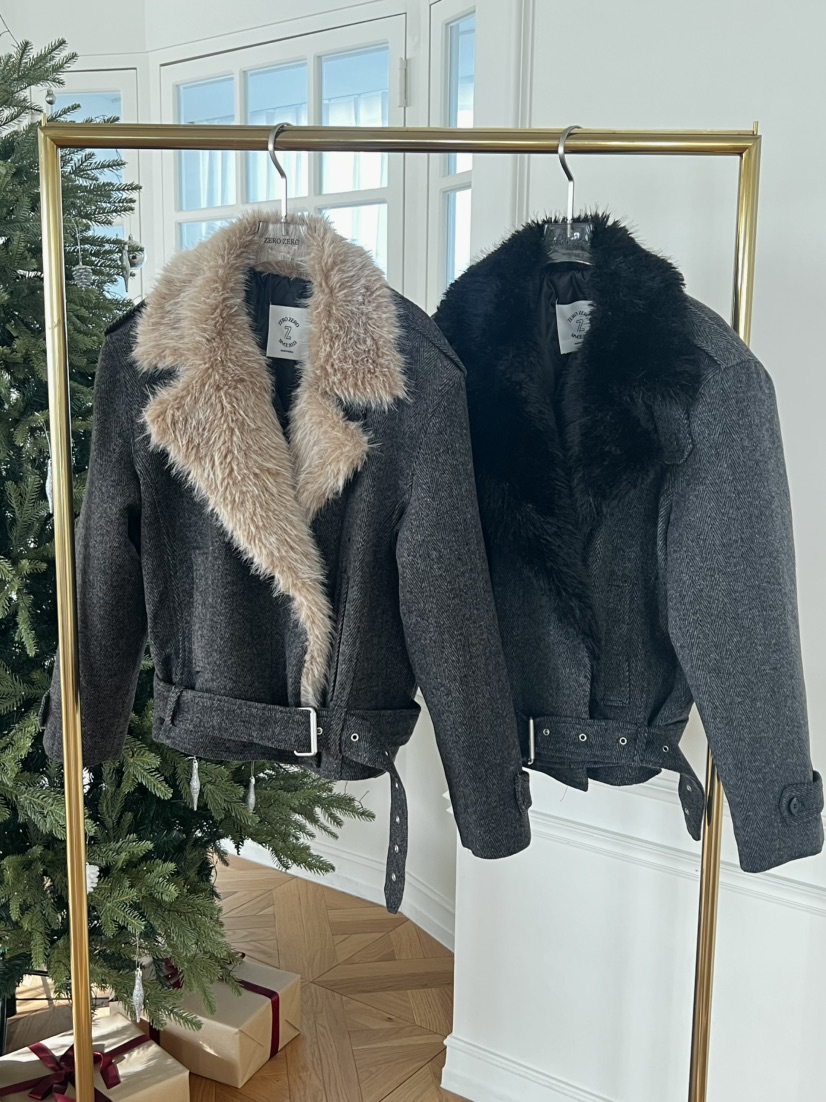 ZEROZERO東大門㊣代購女士新品推薦休閑時尚夾克人字紋皮草ZEROZERO夾克