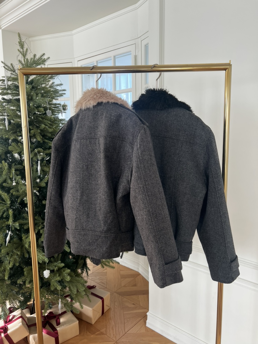 ZEROZERO東大門㊣代購女士新品推薦休閑時尚夾克人字紋皮草ZEROZERO夾克