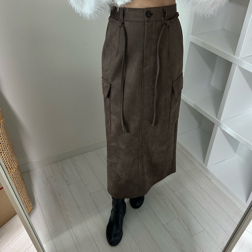 SOUIT韓國直郵㊣女士新品人氣真品25秋冬時尚推薦長裙含腰繩SOUIT by mabel-L長裙