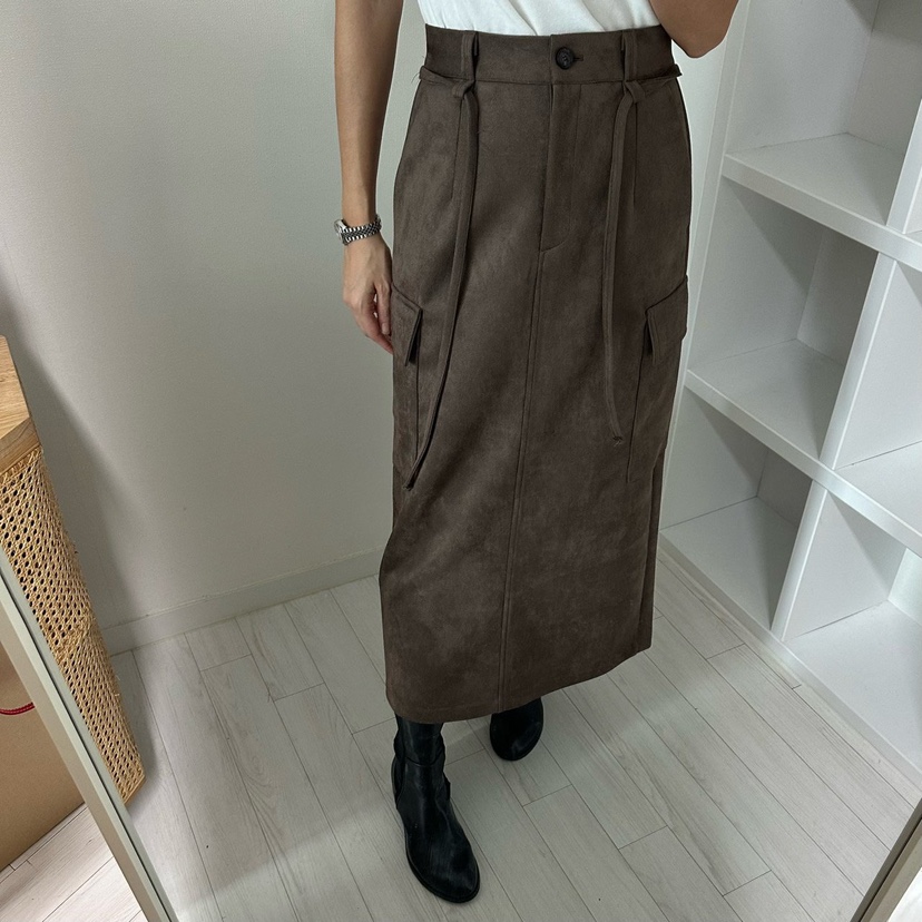 SOUIT韓國直郵㊣女士新品人氣真品25秋冬時尚推薦長裙含腰繩SOUIT by mabel-L長裙