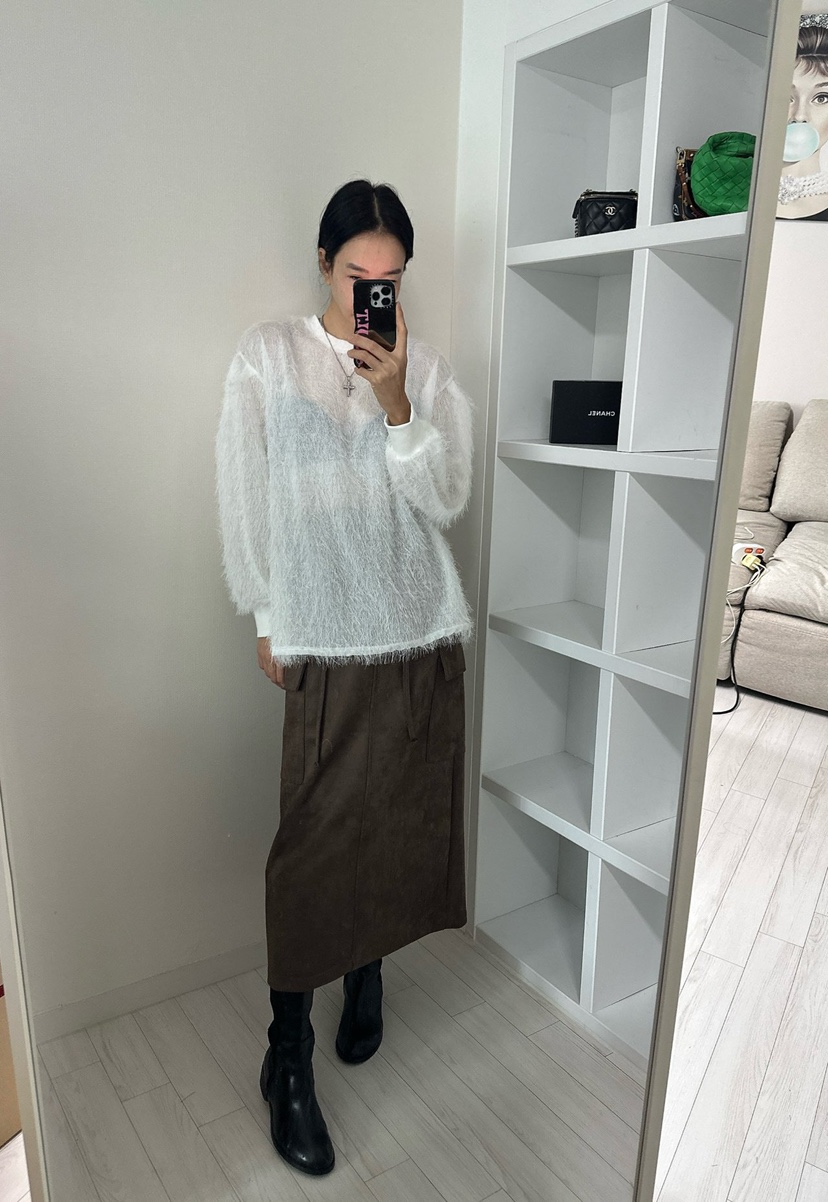 SOUIT韓國直郵㊣女士新品人氣真品25秋冬時尚推薦長裙含腰繩SOUIT by mabel-L長裙