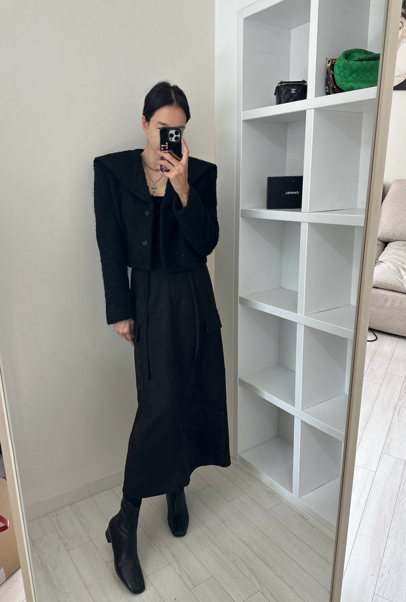 SOUIT韓國直郵㊣女士新品人氣真品25秋冬時尚推薦長裙含腰繩SOUIT by mabel-L長裙